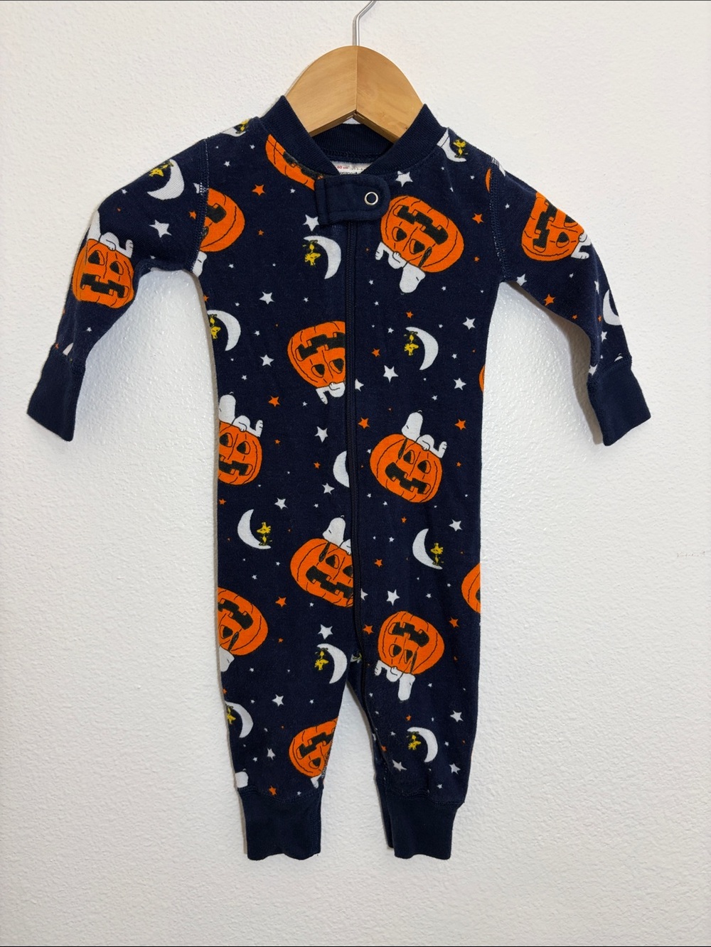 Hanna Andersson Navy Snoopy Peanuts Pumpkins Organic Cotton One Piece Pajamas